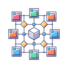 Poster - Colorful Doodle Illustration of a Blockchain Network with Centralized Core Structure