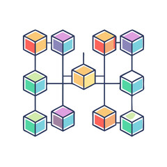 Poster - Colorful Cube Network Illustration representing decentralized systems and data structures