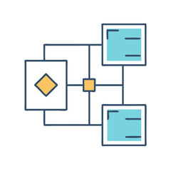Poster - Colorful graphic illustration of a flow chart with central square and nodes