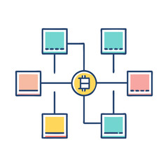 Poster - Conceptual Blockchain illustration representing a cryptocurrency network built on decentralized technology