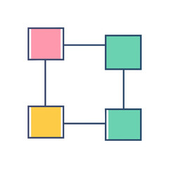 Poster - Interconnected Squares Representing a Network, Concept, Structure, and Relationships in Pastel Colors
