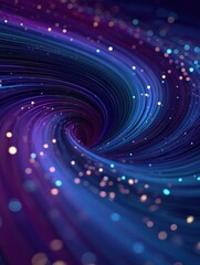 Poster - Abstract digital art of a swirling blue and purple background with white dots, creating a futuristic and tech-inspired visual