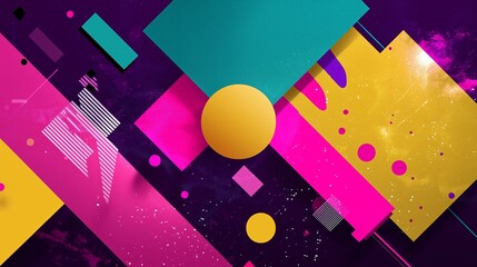 Poster - Bright abstract composition with geometric shapes and vibrant colors in a modern artistic display