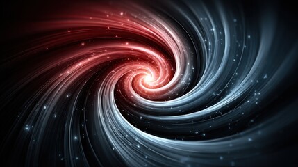Poster - A stunning display of swirling red and blue hues forms a cosmic vortex, with stars sparkling throughout the whirling pattern, conveying a sense of depth and motion.