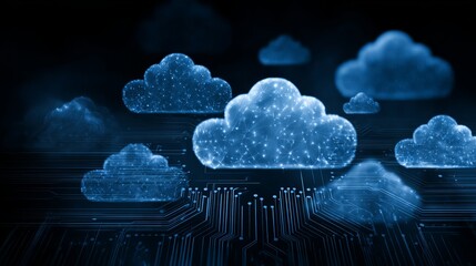 Aufkleber - Abstract Digital Cloud Computing Network Technology Data Internet Digital Innovation Global Connection System Secure Future Progress Development Modern Business Science  