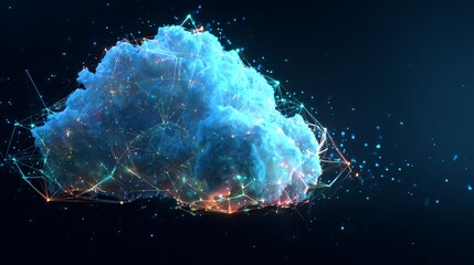 Aufkleber - Abstract Digital Cloud Network Technology Background Futuristic Data Global Connection Internet Cloud Computing Digital Transformation Modern Innovative Design Bright    