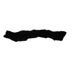 Poster - A compact and rough abstract mark in solid black. This textured shape, resembling a charcoal smudge or a piece of torn tape, is a great asset for adding a touch of grunge and authenticity.

