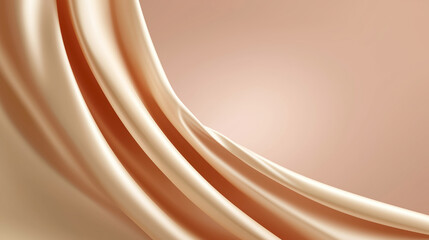 Poster - Satin fabric flows gracefully with soft folds showcasing its sheen and texture. Warm neutral backdrop enhances elegance. Concept of fashion design, interior decor, textile industry