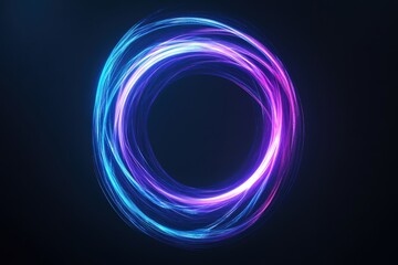 Poster - Digital blue and purple tech circle glowing on a dark background