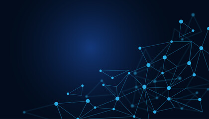 Leinwandbilder - Triangle Lowpoly Mesh Background on Dark Blue Gradient. Modern, Geometric, and Minimalist Network Abstract Background Design for Digital Security, Wallpapers, and Futuristic Graphics. Network backdrop