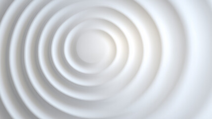 Poster - Concentric circles create an abstract design with a smooth, soothing appearance. White tones enhance a tranquil atmosphere. Concept of design, relaxation, modern aesthetics