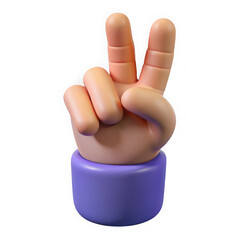Poster - Cartoon peace sign hand gesture on transparent background