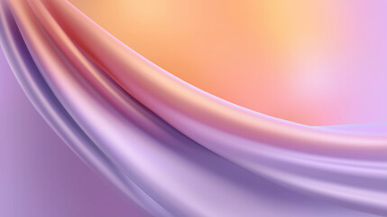 Poster - Gentle drape of silky fabric in lavender and peach tones offers a tranquil visual appeal. Smooth texture creates serene atmosphere. Concept for fashion, interior design, event planning