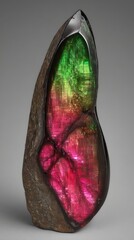 Poster - Polychrome Tourmaline Gemstone Reveals Vibrant Colors During Mining at Remote Location