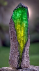Aufkleber - Beautiful Display of Polychrome Tourmaline Showcased in Unique Rock Formation Under Natural Light