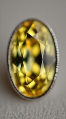 Poster - Unique Yellow Sapphire Gemstone With Brilliant Facets and Vibrant Color Displayed Elegantly