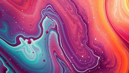 Poster - vibrant abstract painting with swirling colors in shades of orange, pink, and blue, creating a dynamic and energetic visual experience