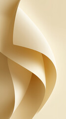Poster - Soft beige paper curls gracefully, showcasing its smooth texture and curves. Set against a light neutral background, this concept fits stationery design, graphic arts, and crafting