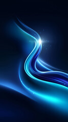 Fototapete - Flowing blue waves with luminous accents create a captivating abstract background. The smooth curves and gradients suggest fluidity and tranquility. Concept of digital art, design, branding