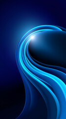 Fototapete - Abstract blue wave flows smoothly with light accent creating a sense of motion and energy. Dark background enhances vibrant hues. Concept of technology, creativity, modern design