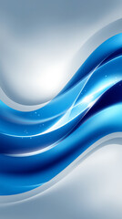 Poster - Blue waves ripple across a soft gradient background creating a calming effect. Smooth curves enhance a sleek aesthetic. Concept of digital design, graphic art, branding