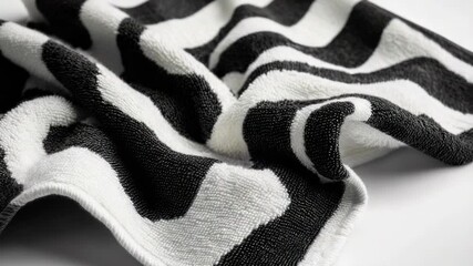 Aufkleber - A simple, high-contrast image of a black and white towel on a white surface