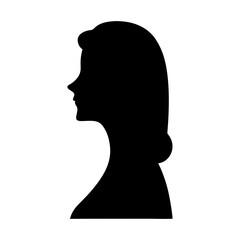 Leinwandbilder - Woman silhouette vector art illustration profile portrait black and white design graphic image