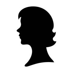 Poster - Woman profile silhouette vector art illustration design graphic lady portrait face head hair style