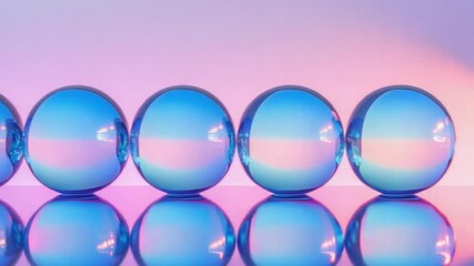 Poster - A collection of transparent spheres sit on a flat surface, creating a visually interesting arrangement