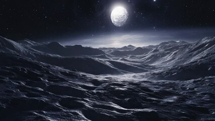 Aufkleber - A mountain range landscape with a full moon in the clear night sky