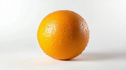 Poster - A single orange sitting on a white surface