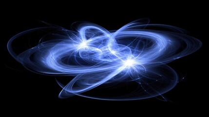 Aufkleber - Abstract design of swirling blue light patterns on a black background.