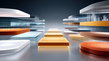 Poster - Futuristic abstract layers concept representing technological evolution and data interaction.