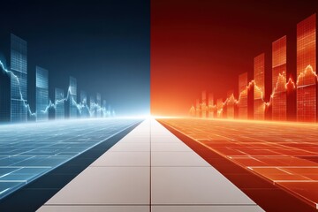 Poster - Dual-colored analysis charts depicting economic and financial market trends