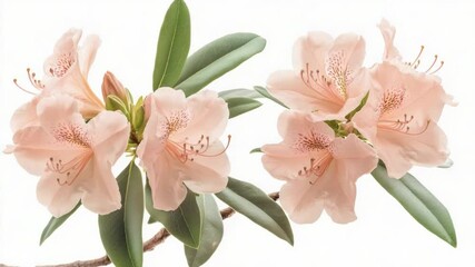 Poster - Two pink flowers with green leaves on a branch