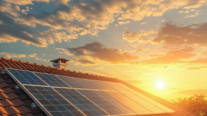 Poster - A modern house with a solar panel installed on its rooftop, providing renewable energy