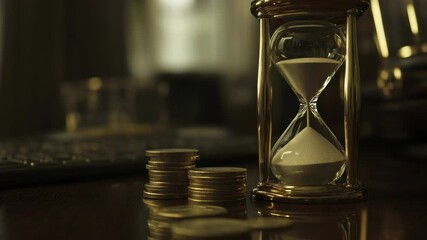 Poster - A timepiece surrounded by money, ideal for financial or business-themed images