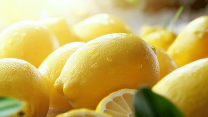 Poster - Fresh lemons with water splash, suitable for food, drink or wellness scenes