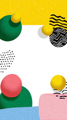Aufkleber - Geometric shapes create a lively composition with bright colors and playful patterns. White background adds contrast, making it suitable for modern design concepts