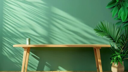 Poster - A wooden table with a simple white vase on top, perfect for decorative or photography purposes