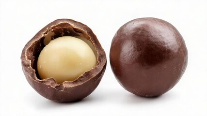 Poster - A close-up shot of a partially eaten chocolate egg, perfect for food and dessert images