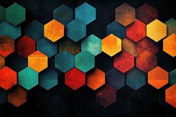 Poster - Colorful geometric hexagonal pattern showcasing creativity and modern abstract design