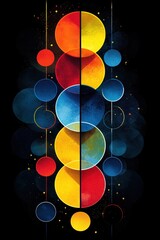Poster - Abstract vibrant geometric shapes and spheres in vivid colors