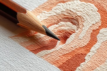 Poster - Abstract texture of layered peach and white curved lines