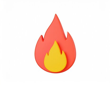 Fire icon 3d Cartoon rendered