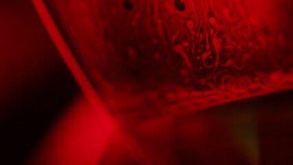 Fototapete - Red and black horror liquid background, bubbles in macro, connection of bubbles in macro, water surface, blood cell structure, liquid cells