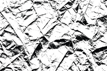 Poster - black and white image of crumpled fabric with sharp lines and deep shadows creating texture.