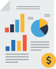 Poster - Financial report with colorful bar charts and pie chart infographic vector illustration for business and accounting purposes 
