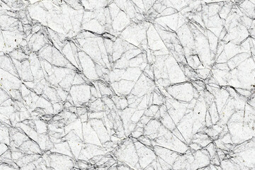 Poster - Black and white grunge texture with cracks and rough edges detailed close up of crumpled white paper with dark lines creating a textured appearance.