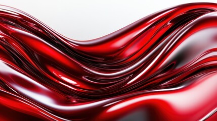 Poster - A captivating abstract image of glossy red waves flowing smoothly, representing emotions like passion and energy through its rich texture and vibrant color in a modern art style.